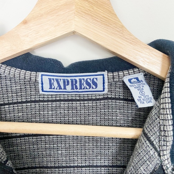 Express Vintage 90s Y2K Mens Pullover Striped Sweater - Picture 3 of 4